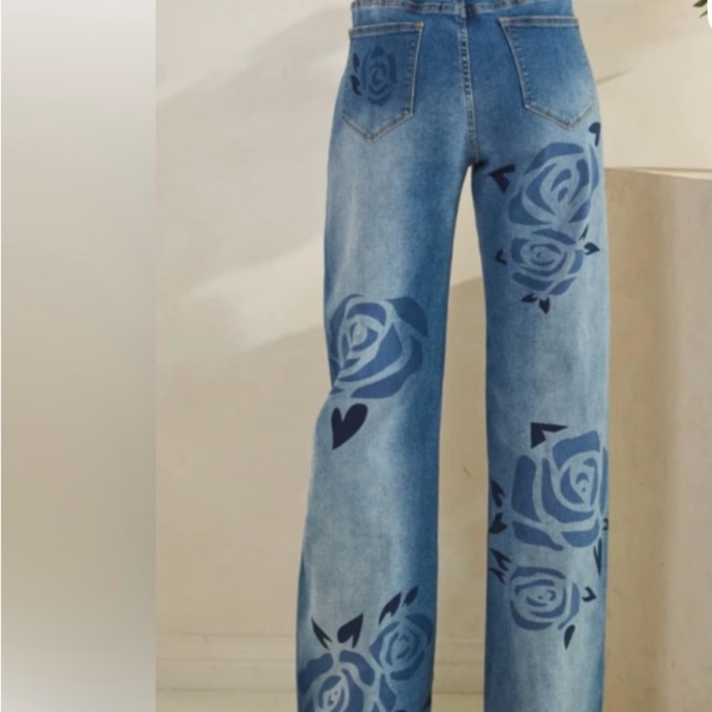 Blue Floral Women's Jeans Oli & Hali Brand New.NWT - Picture 5 of 6